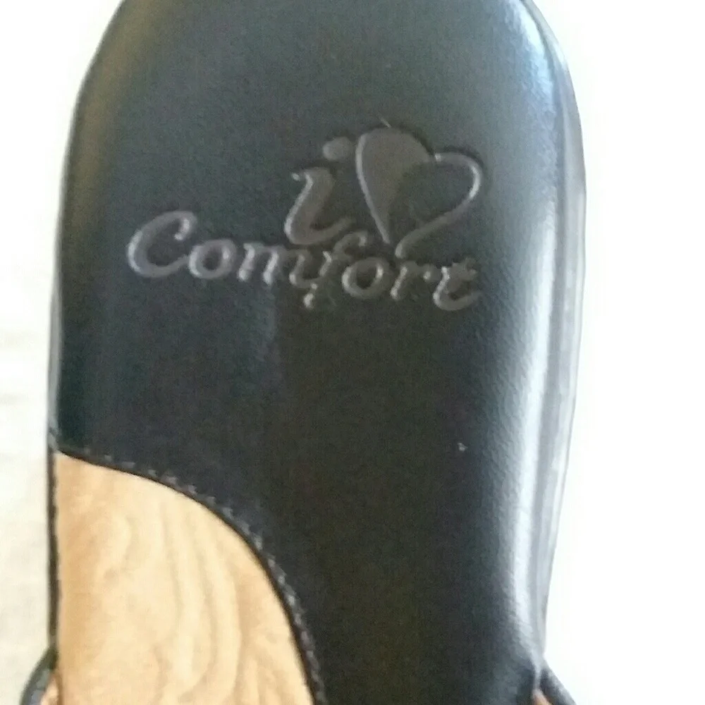I Love Comfort Black Leather Sandals